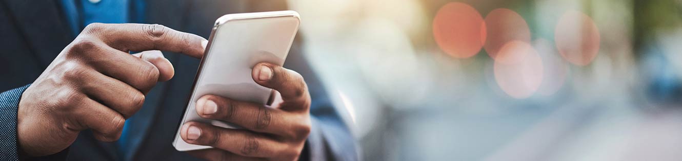 Person using a smart phone for banking.