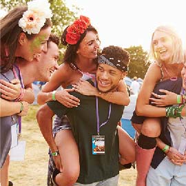 Group of young people at a festival.