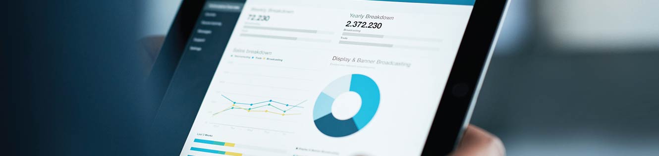 Tablet showing a graph of banking account.