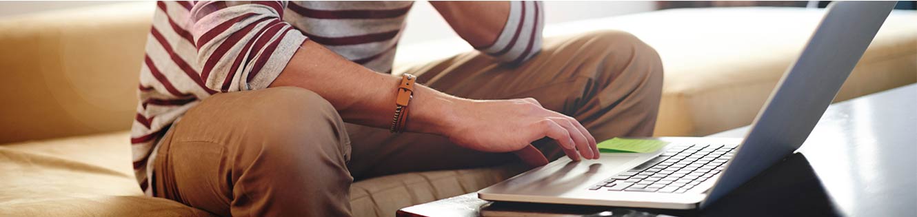 Person using laptop to bank online.